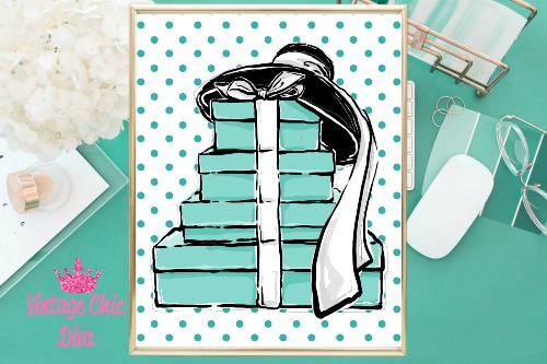 Audrey Boxes Hat Teal Dots Background-