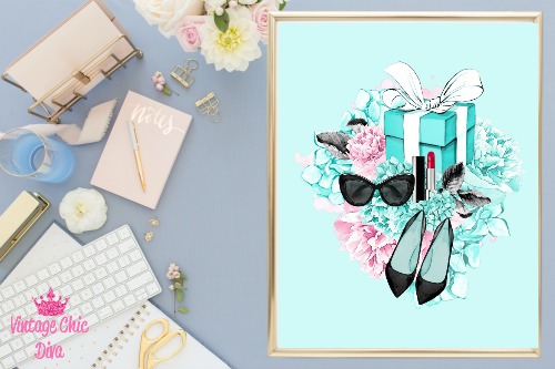 Audrey Hepburn Breakfast At Tiffany Set Floral Teal-