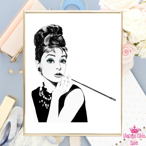Audrey Hepburn White Background-