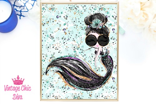 Audrey Mermaid Cig Glasses Black Green Background-