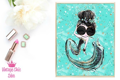 Audrey Mermaid Cig Glasses Green Green Background-