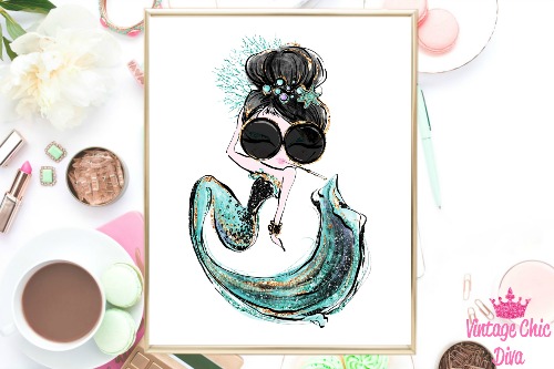 Audrey Mermaid Cig Glasses Green White Background-