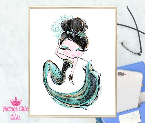 Audrey Mermaid Cig Green White Background-