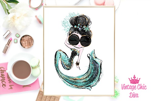 Audrey Mermaid Glasses Green White Background-