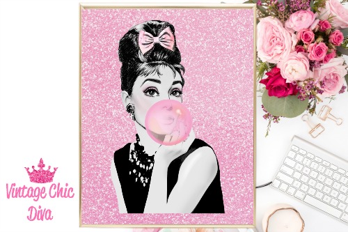 Audrey Pink Bubblegum Pink Glitter Background-