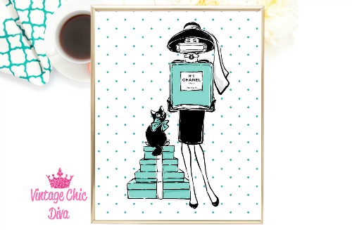 Audrey Style Set Teal Dots Background-