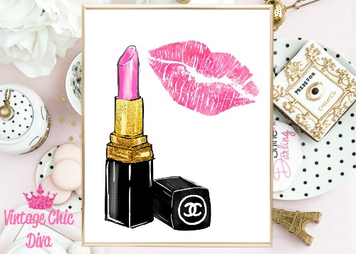 Chanel Pink Lipstick Pink Lips White Background-