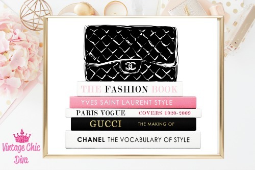 Chanel Black Purse Books White Background-