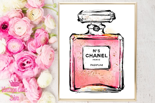 Pink Chanel Perfume Wall Art