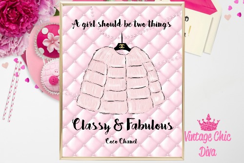  Classy & Fabulous, Coco Chanel Quote Wall Art