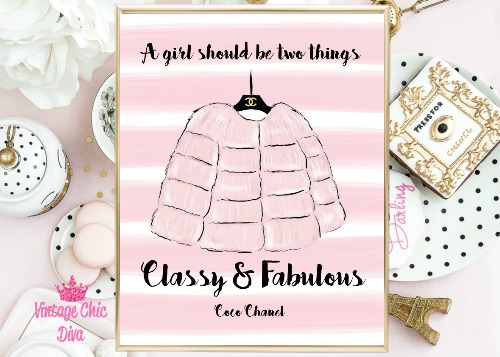 Chanel Pink Fur Pink White Stripe Background-