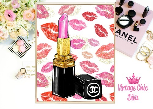 pink flower painting chanel