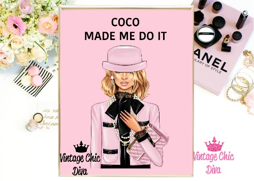 Coco Chanel Fashion wall art print.