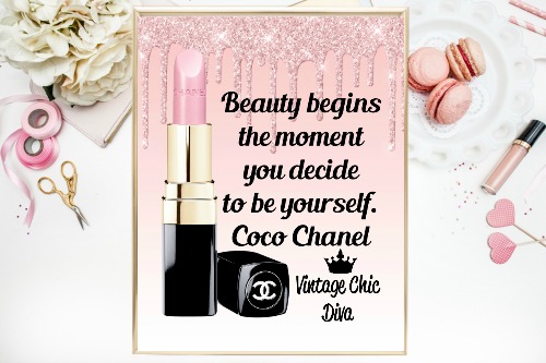 Coco Chanel Quote17 Pink Glitter Drip Background-