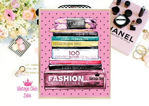 Fashion Books Pink Black Dots Background-