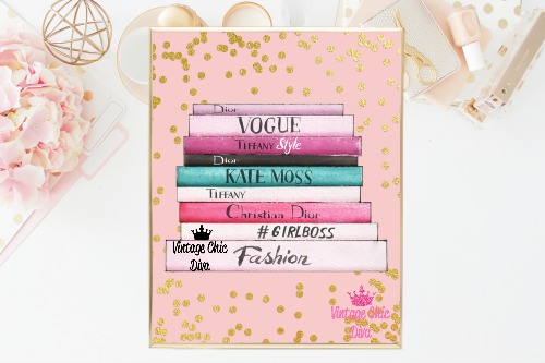 Fashion Books Pink Blush Gold Dots Background-