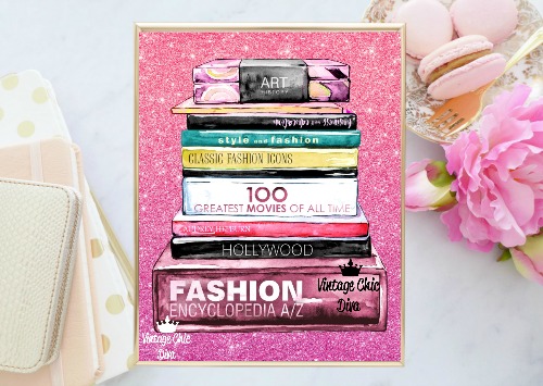 Fashion Books Pink Glitter Background-