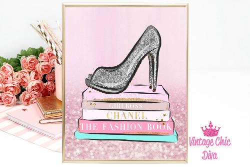 Fashion Books Pink Ombre Glitter Background-