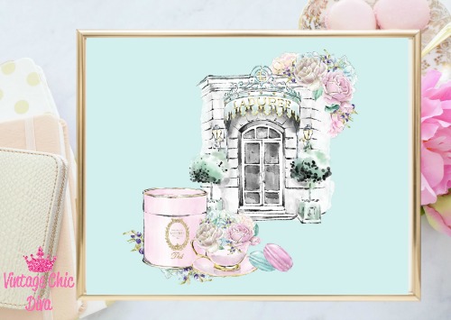 Laduree Paris Store Set Green Background-