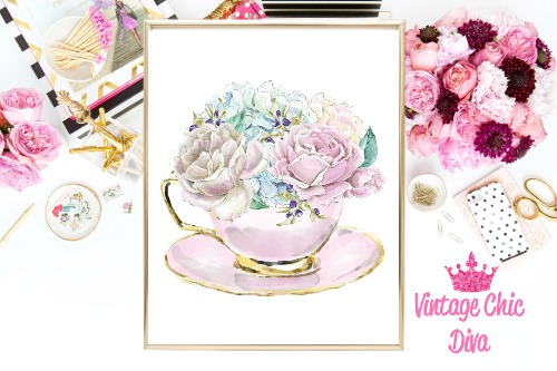 Laduree Paris Tea Flowers White Background-