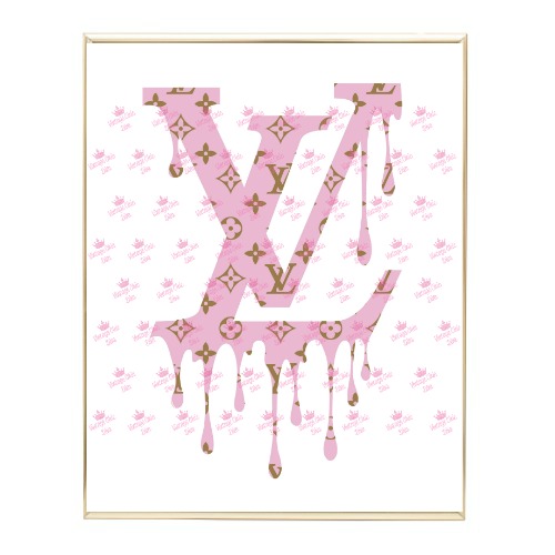 pink and black lv wall decor