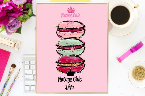 Macaron Set Pink Background-