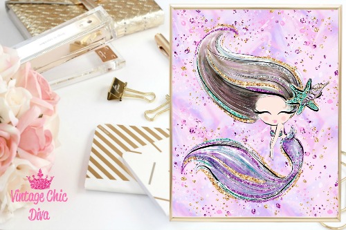 Mermaid Purple Rainbow Glitter Background-