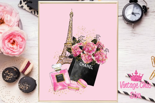 Printable Chanel Designer Wall Art Chanel Eiffel Tower 