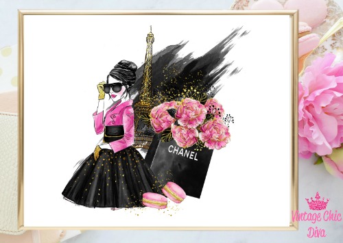 purple chanel wall decor