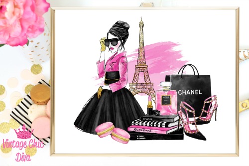 Paris Fashion Girl wall art print