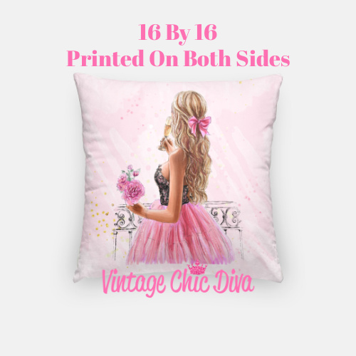 Pink Champagne Girl4 Pillow Case-