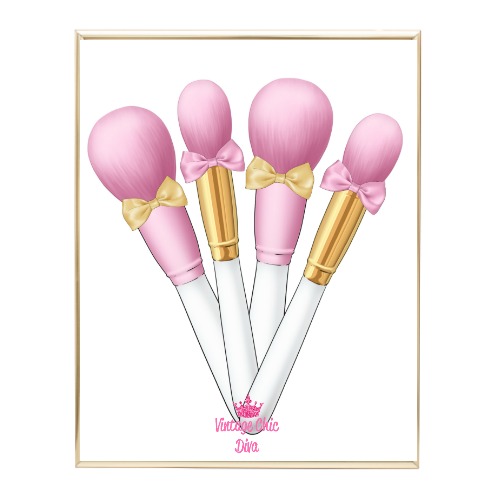 Pink Glam Brush Set2 Wh Bg-