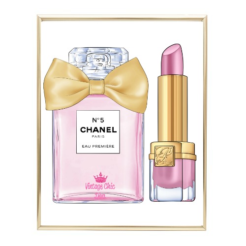 Pink Perfume Chanel Wall Art | Luxury Art Canvas