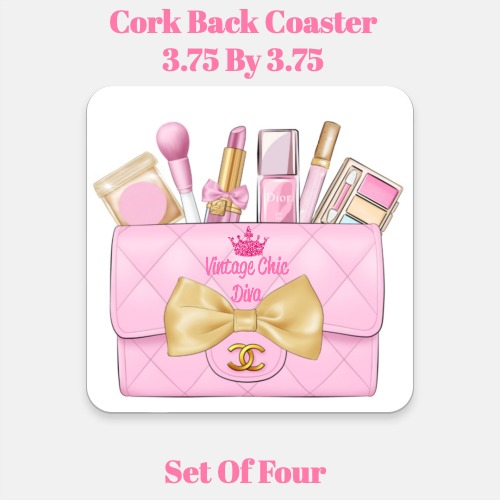 Pink Glam Handbag Makeup Set3 Coaster-