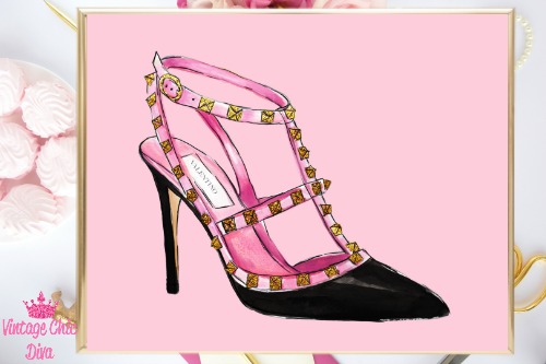 Pink Valentino Shoe Pink Background-