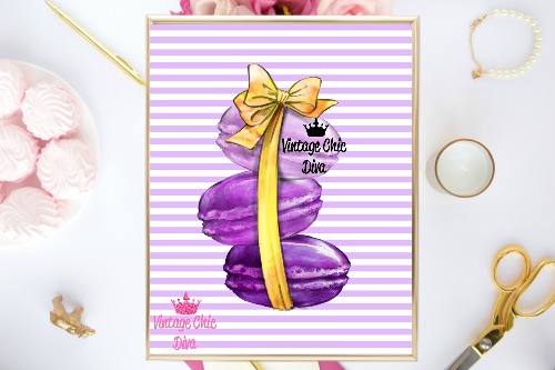 Purple Macarons Purple White Stripe Background-