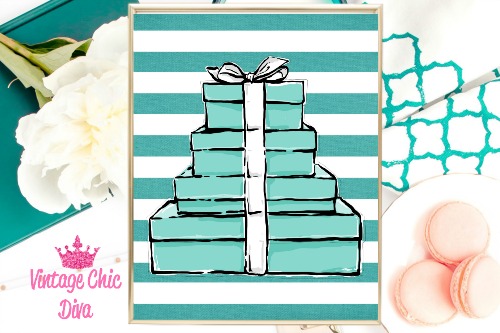 Tiffany Boxes Teal White Stripes Background-