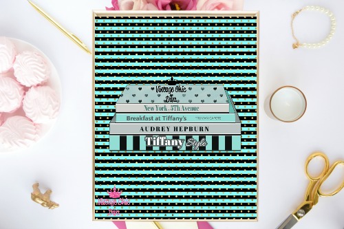 Tiffany Fashion Books Teal Black Gold Dots Background-