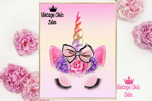 Unicorn Face Bow83 Pastel Ombre Background-
