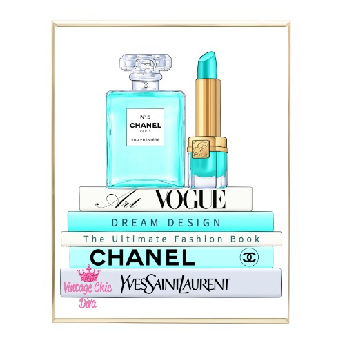 Aqua Glam Chanel Perfume Fashion Books Set1 Wh Bg-