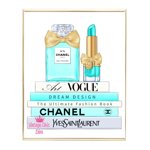 Aqua Glam Chanel Perfume Fashion Books Set3 Wh Bg-