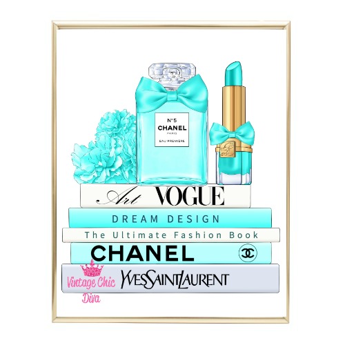 Aqua Glam Chanel Perfume Fashion Books Set4 Wh Bg-