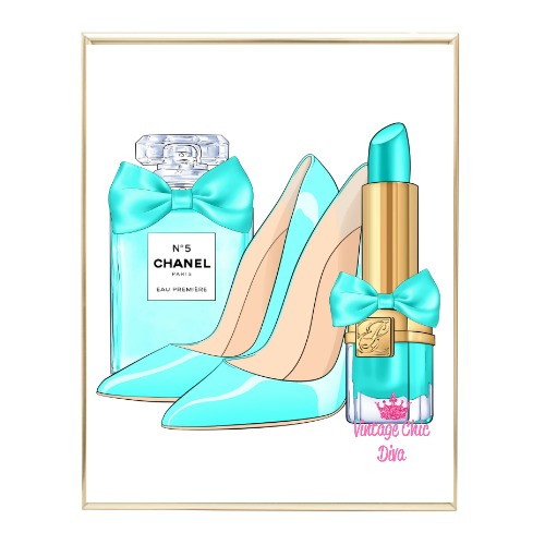Aqua Glam Chanel Perfume Shoe Lipstick1 Wh Bg-