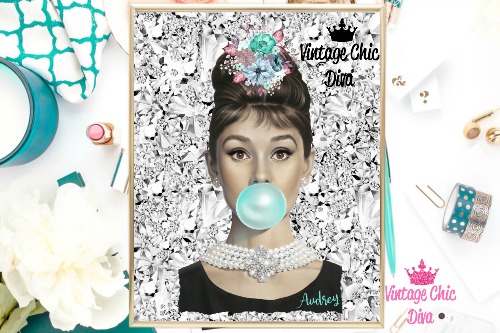 Audrey Hepburn Silver Diamonds Background-