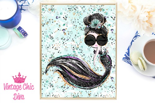 Audrey Mermaid Glasses Black Green Background-