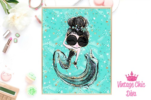 Audrey Mermaid Glasses Green Green Background-