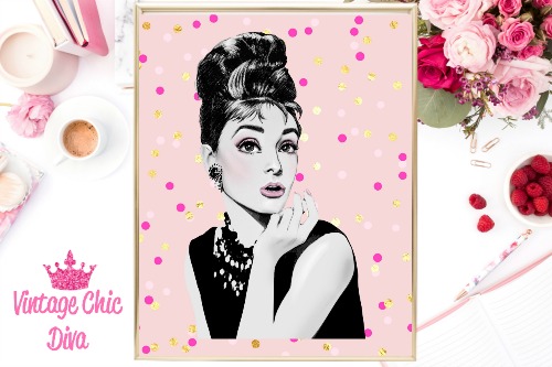 Audrey Pink Pink Confetti Background-
