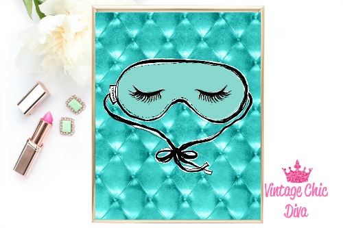 Audrey Sleep Mask Teal Tufted Background-