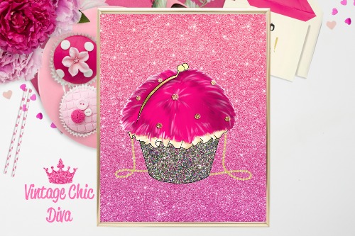 Betsey Johnson Cupcake Purse Pink Glitter Background-