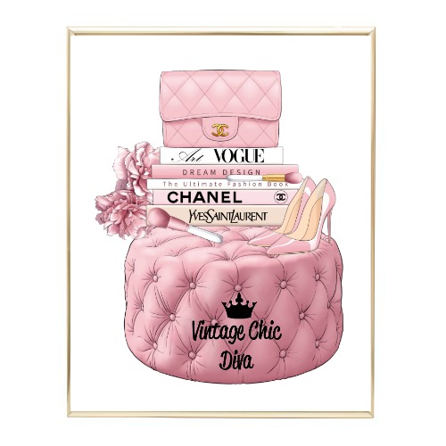 Blush Handbag1 Stool Set Wh Bg-
